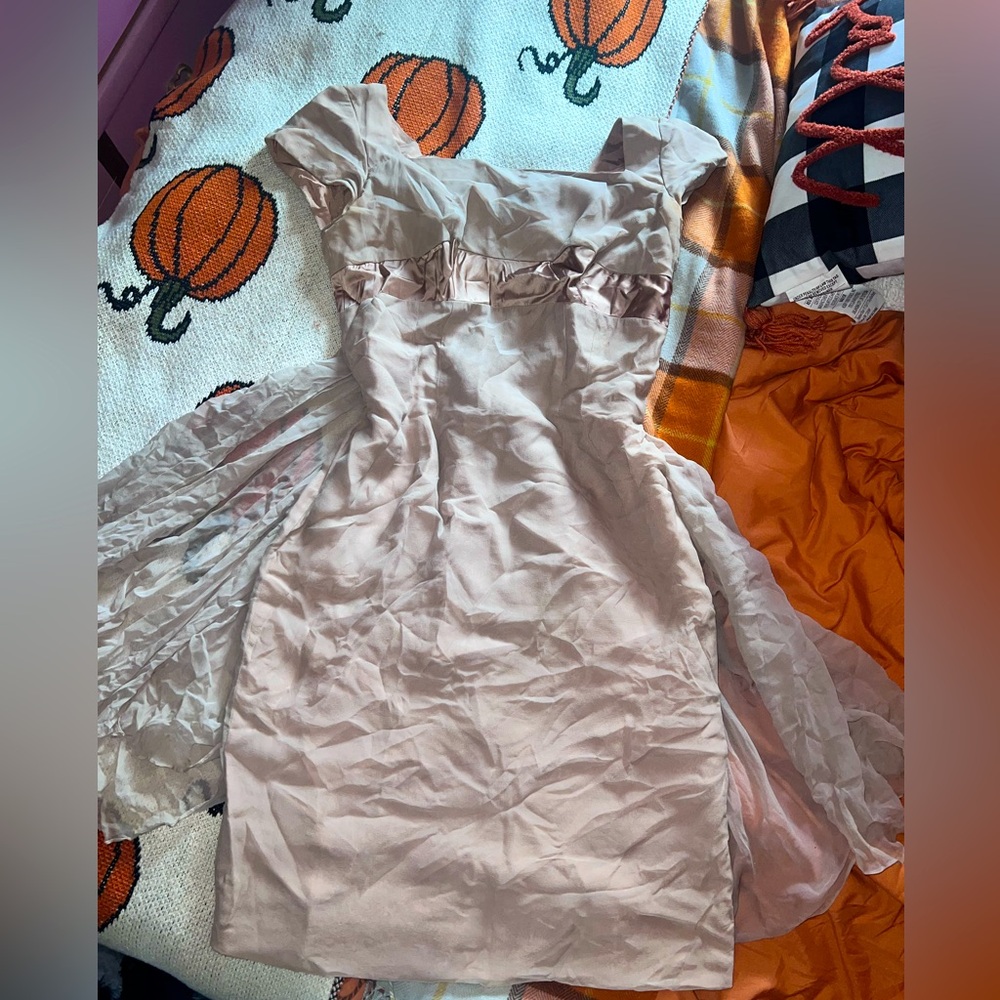 COPY - Vintage 1960s nude silk and chiffon shift dress *MINT *
